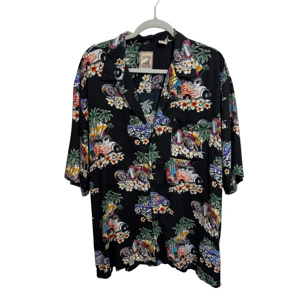 Vintage Island Collection Hot Rod Hawaiian Aloha Shirt Mens XL